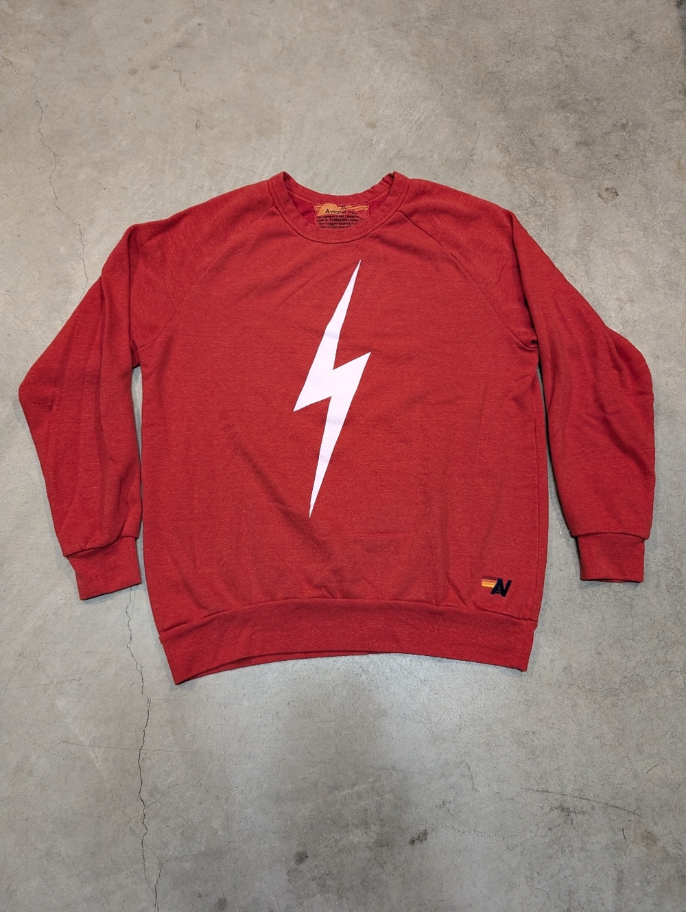 Aviator Nation Red Crewneck Sweatshirt Lightning Bolt Atuld XL California